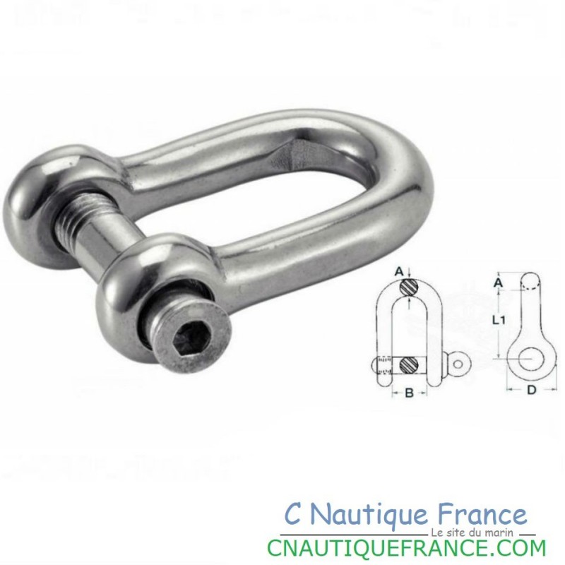 Manille droite, 12mm AISI 316