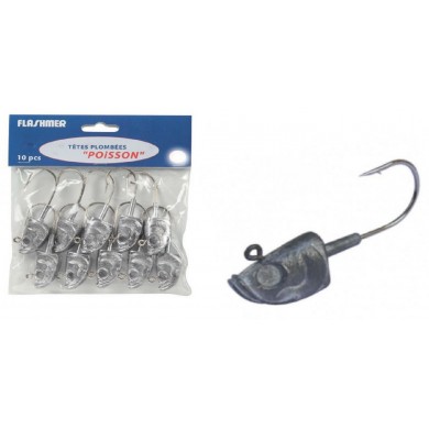 PACK OF 10 "FISH" LEADED JIGHEADS