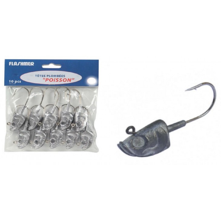 PACK OF 10 "FISH" LEADED JIGHEADS