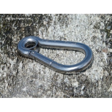 Polished stainless steel eye snap hook