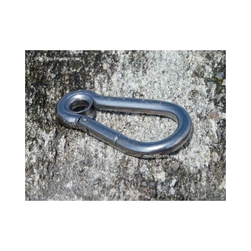 Polished stainless steel eye snap hook