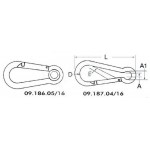 Moschettone ad occhio in acciaio inox lucidato