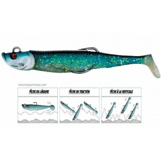 10 cm - Blue shad - Noir Vintage - leurre souple monté