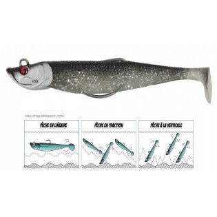 10 cm - Blue shad - Dos Noir - leurre souple monté