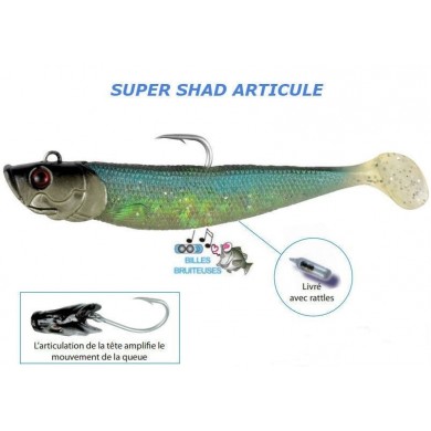 10 cm 37 g Super Shad Articulated Flashmer Pearl Black