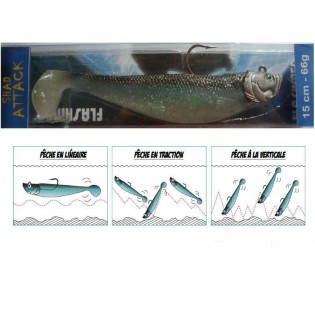LEURRE SOUPLE SHAD ATTACK NOIR NACRE - FLASHMER