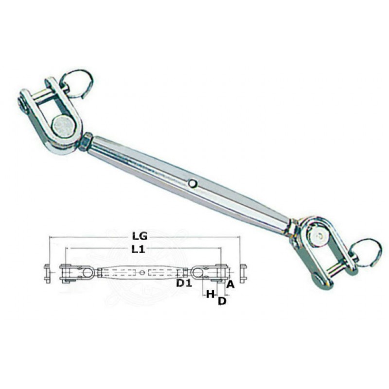 Turnbuckle with 2 articulated eye