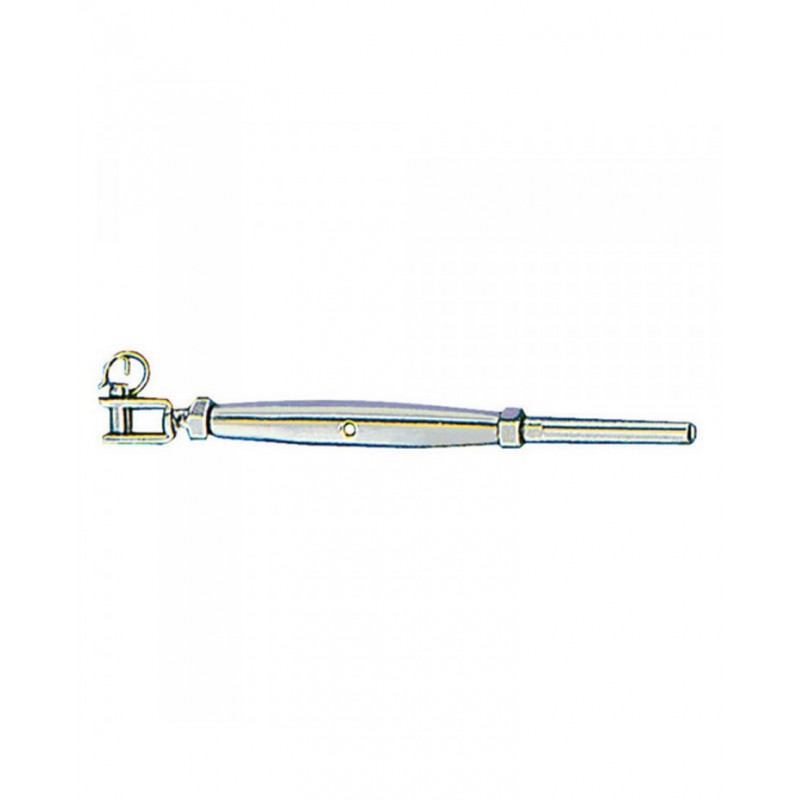 Stainless steel turnbuckle with fixed jaw and swage end