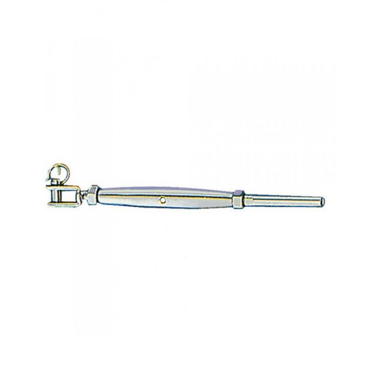 Stainless steel turnbuckle with fixed jaw and swage end