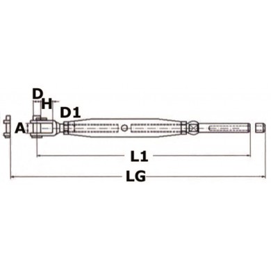 Stainless steel turnbuckle with fixed jaw and swage end