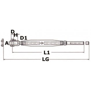 Stainless steel turnbuckle with fixed jaw and swage end