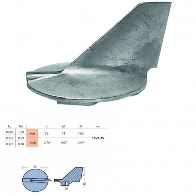 200 - 300 CV ANODO DERIVA IN ALLUMINIO PER PIEDE YAMAHA