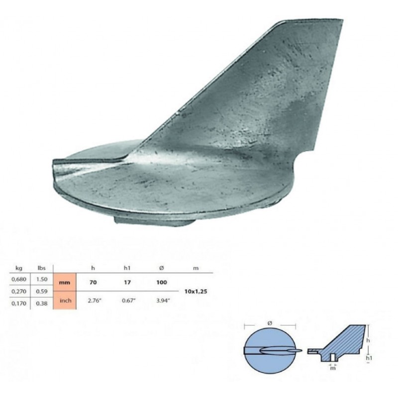 200 - 300 CV Anodo dérive ZINC per piede di motore YAMAHA