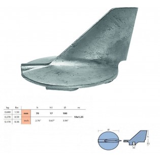200 - 300 - Anodo dérive ZINC per piede di motore YAMAHA