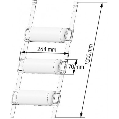 Half-moon fender, protection for rigid-hull inflatable boats