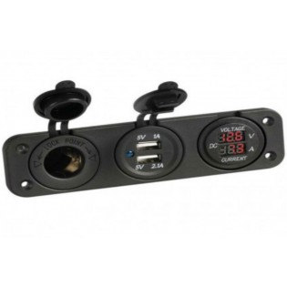 Voltmeter - Ammeter - USB Port - 12V Socket