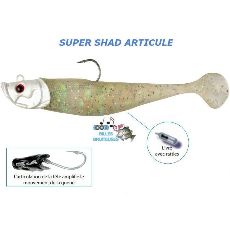 12 cm 70 g Super Shad articolato Flashmer Bianco perla