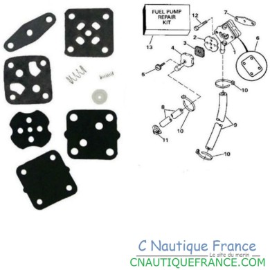 KIT MEMBRANES 4 - 15 CV HORS-BORD JOHNSON EVINRUDE 393088