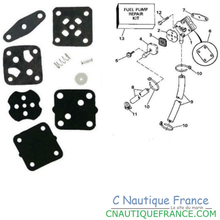 KIT MEMBRANES 4 - 15 CV HORS-BORD JOHNSON EVINRUDE 393088