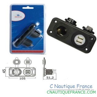PANNEAU DOUBLE USB + PRISE ALLUME CIGARE