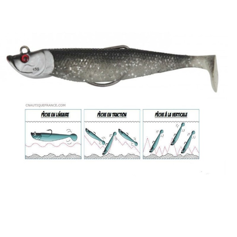 12 cm 40 gr BLUE SHAD LEURRE SOUPLE FLASHMER - DOS NOIR