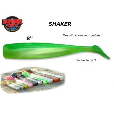 leurre souple 20 cm Shaker Lunker City limetreuse