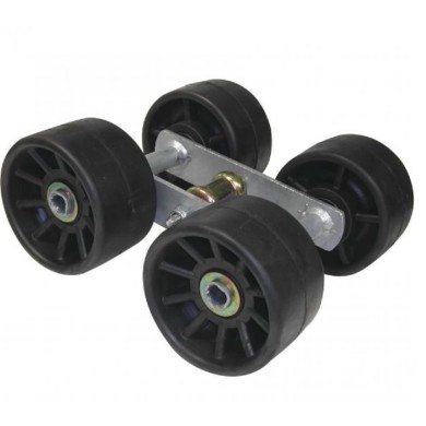 4 RULLI NERI 12 CM MONTATI SU BILANCIERE