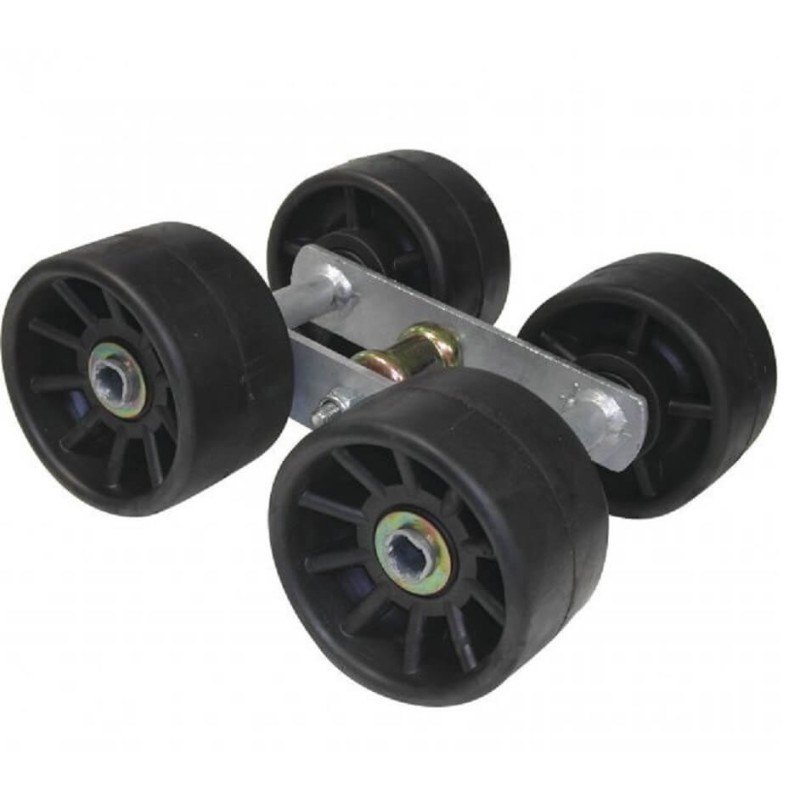 4 RULLI NERI 12 CM MONTATI SU BILANCIERE