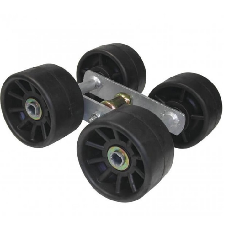 4 RULLI NERI 12 CM MONTATI SU BILANCIERE