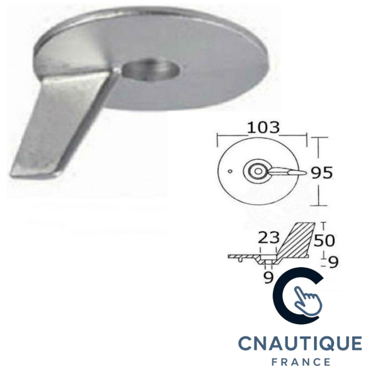 ANODE ZINC POUR EMBASE 25 - 50 CV HONDA BF25 BF50