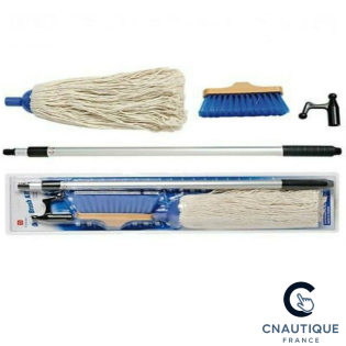 Kit nettoyage voilieR et bateau moteur avec manche et accessoires