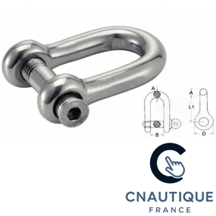 Manille inox pour bateau moteur et voilier, accessoire nautique de pont.