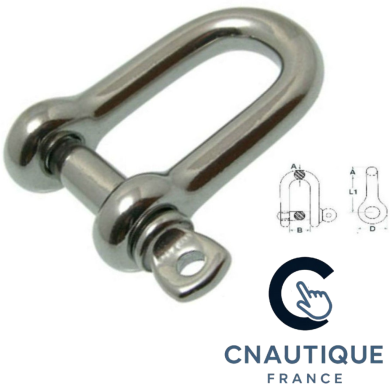 Manille droite inox 316 forgée, polie miroir, résistante et durable. Idéale pour les applications marines.