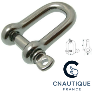 Forged stainless steel 316 straight shackle, polished mirror finish, durable and corrosion-resistant. Ideal for marine applicati