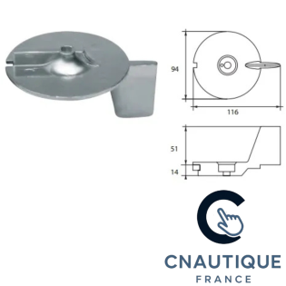 20 - 25 HP ALU TRIM TAB ANODE FOR MERCURY