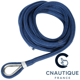 Navy blue double-braided polyester mooring line