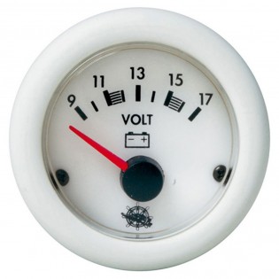 VOLTMETER WHITE 9 - 17 VOLTS