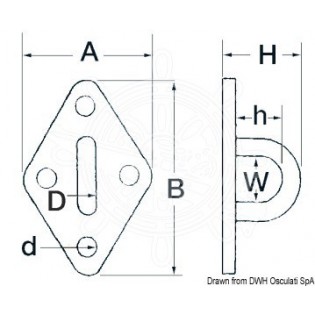 PONTET SUR PLATINE INOX 37 X 59 MM