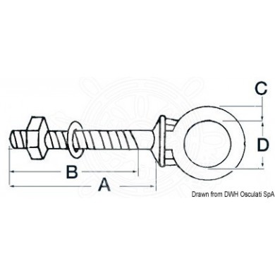 PITON A OEIL INOX 6 X 60 MM