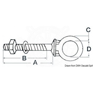 PITON A OEIL INOX 6 X 40 MM