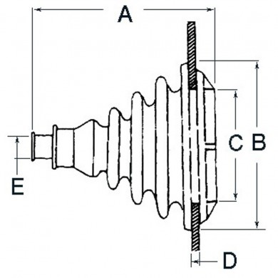 SOUFFLET PASSE CABLE - caoutchouc noir - 110 mm extérieur