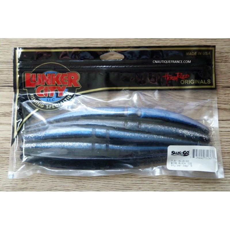 7.5" BLACK ICE SLUG-GO - PAR 5 - Leurre souple LUNKER CITY