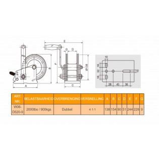 900 KG STAINLESS STEEL MANUAL WINCH DRUM 50 MM