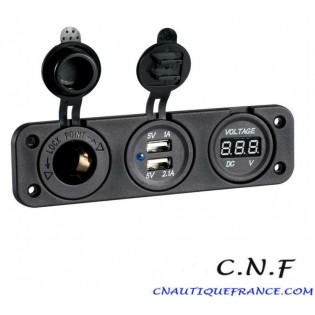 VOLTMÈTRE NUMERIQUE - USB - PRISE 12V