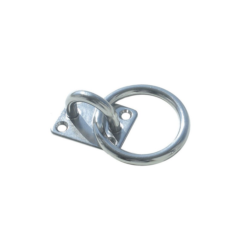 Ø 8 mm 50 x 38 - PLATINE AVEC ANNEAU INOX