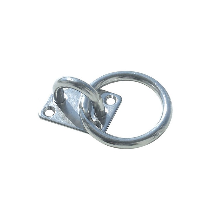 Ø 8 mm 50 x 38 - PLATINE AVEC ANNEAU INOX