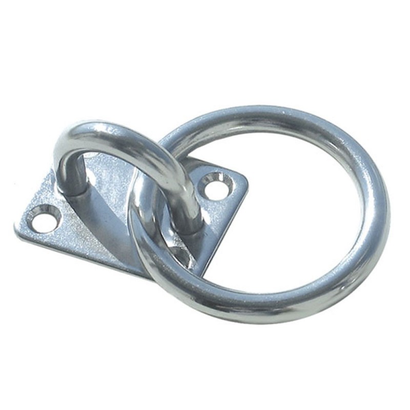 Ø 6 MM - 40 X 34 MM - PLATINE AVEC ANNEAU INOX