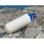 Porte-clés défense long - blanc / bleu - 28 x 80 mm