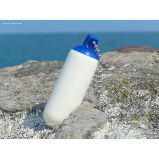 Porte-clés défense long - blanc / bleu - 28 x 80 mm