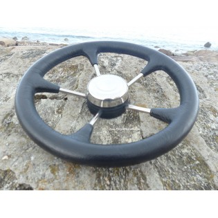 VOLANT POLYURÉTHANE SOUPLE - INOX Ø 350 MM - NOIR